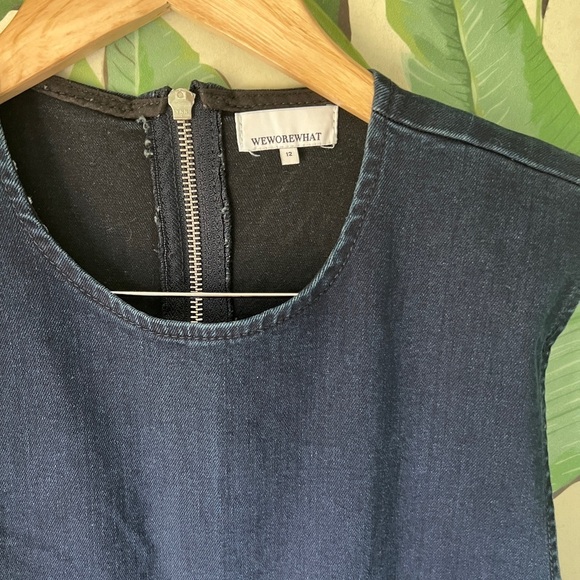 Revolve weworewhat Womens Dark Blue denim jumpsuit with cutouts 12 NWOT - Picture 7 of 9